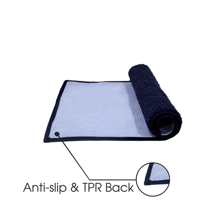 Microfiber Door Mat for Indoor/Outdoor Non Slip Rubber Dark Blue Set of 2