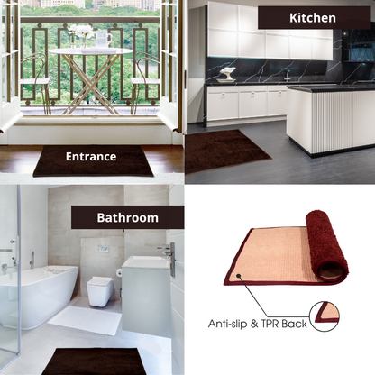 Microfiber Door Mat for Indoor/Outdoor Non Slip Rubber Dark Blue Set of 2