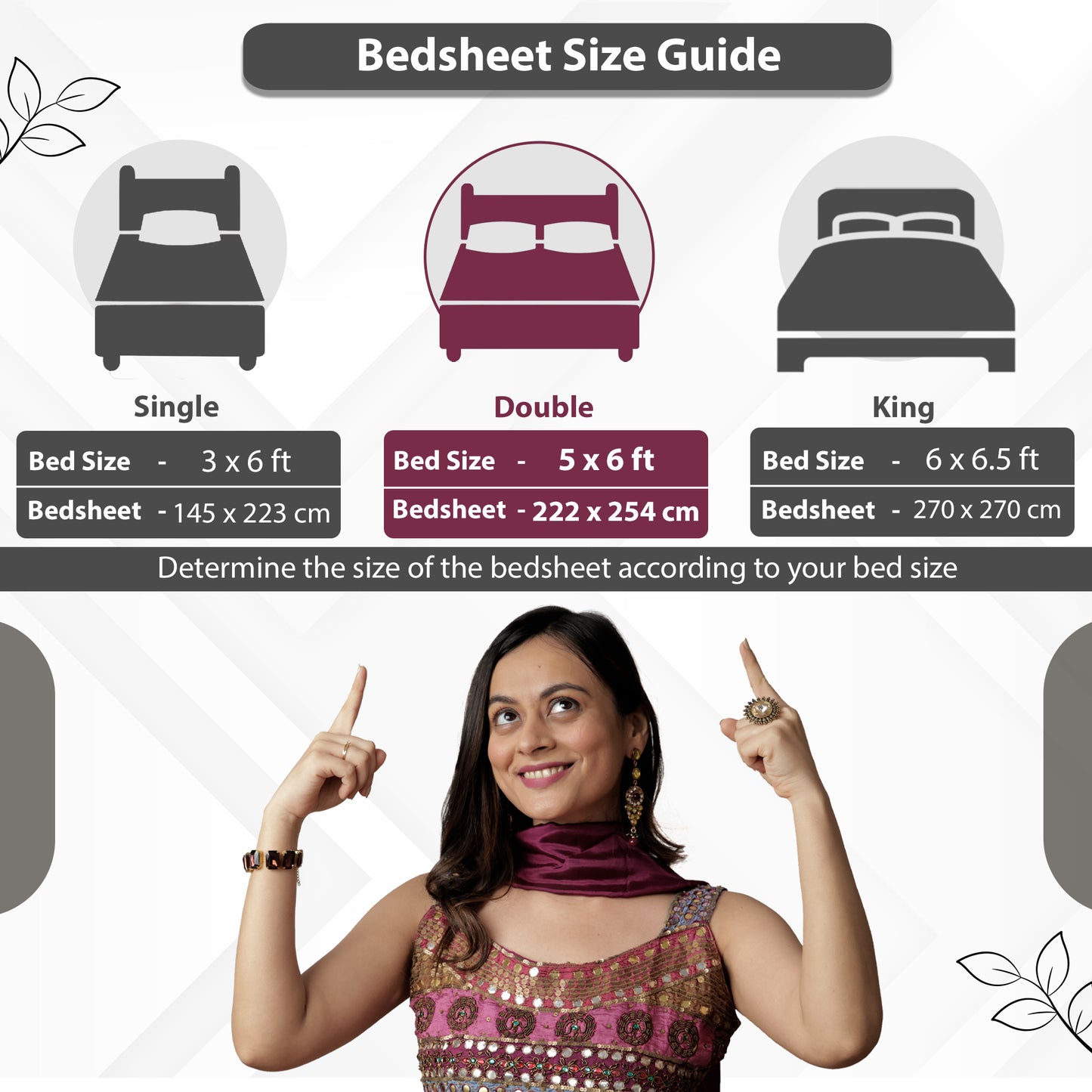 Leaflet Double Bed Bedsheet