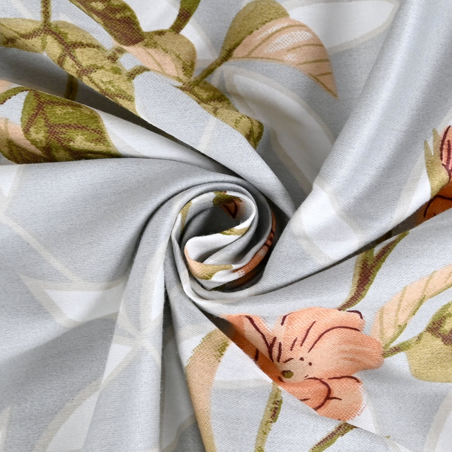 210 TC Elegant Floral Grey King Size Bedsheet with 2 Pillow Covers