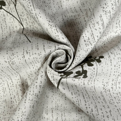 Silver Blossom Pure Cotton Grey Floral King Bedsheet  – 180 TC