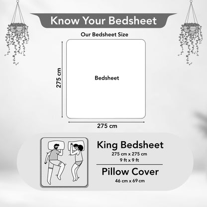 Silver Blossom Pure Cotton Grey Floral King Bedsheet  – 180 TC