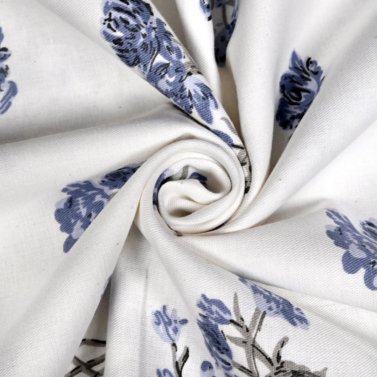 Blue Petals Pure Cotton White & Blue Floral King Bedsheet – 180 TC
