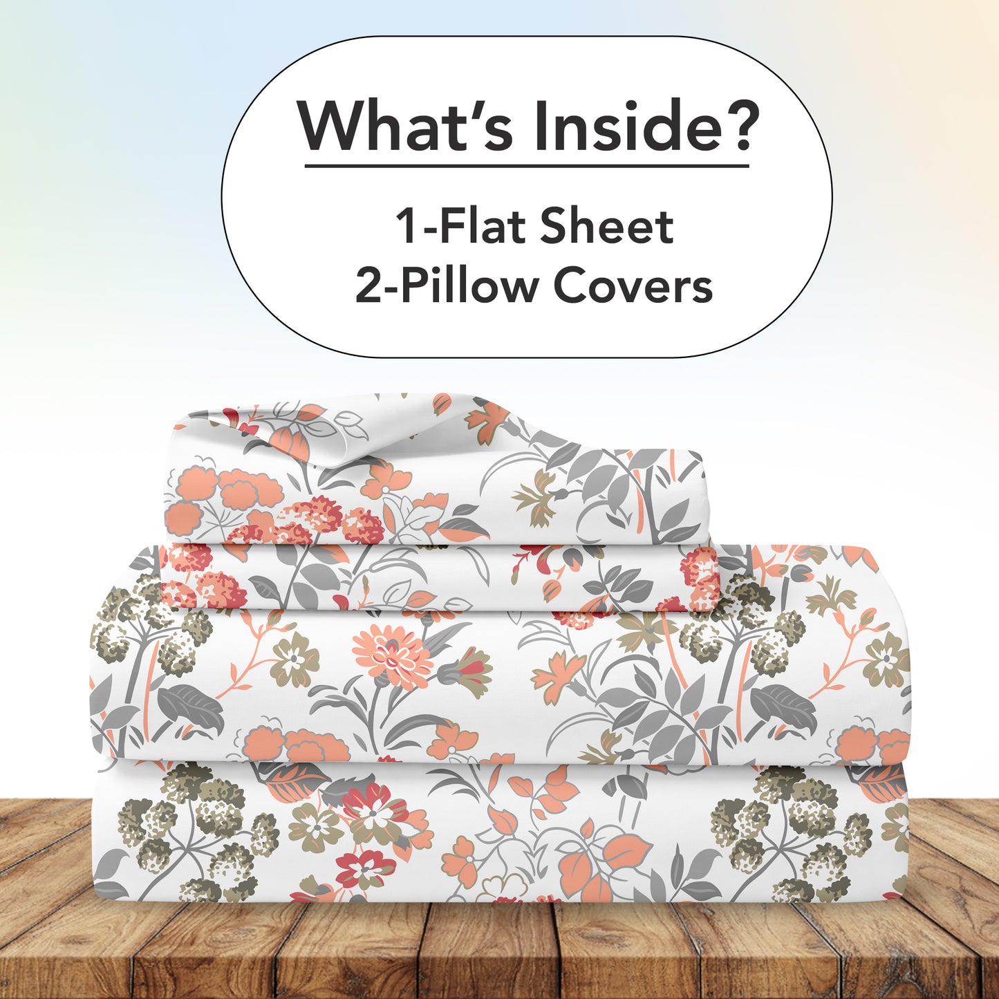 Vintage Floral 100% Cotton Bedsheet for Double Bed- Peach