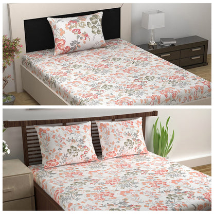 Vintage Red Floral Single and Double Bedsheet Combo