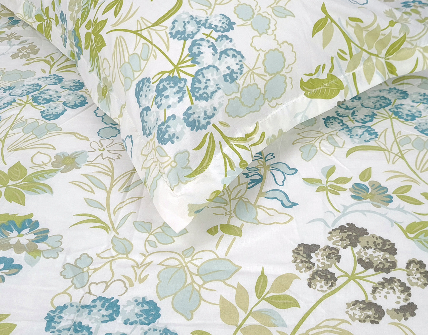 Vintage Floral 100% Cotton Bedsheet for Double Bed- Green