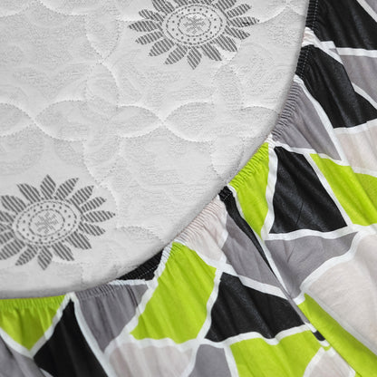 Lime Grey Triangle Elastic Fitted King Bed Bedsheet