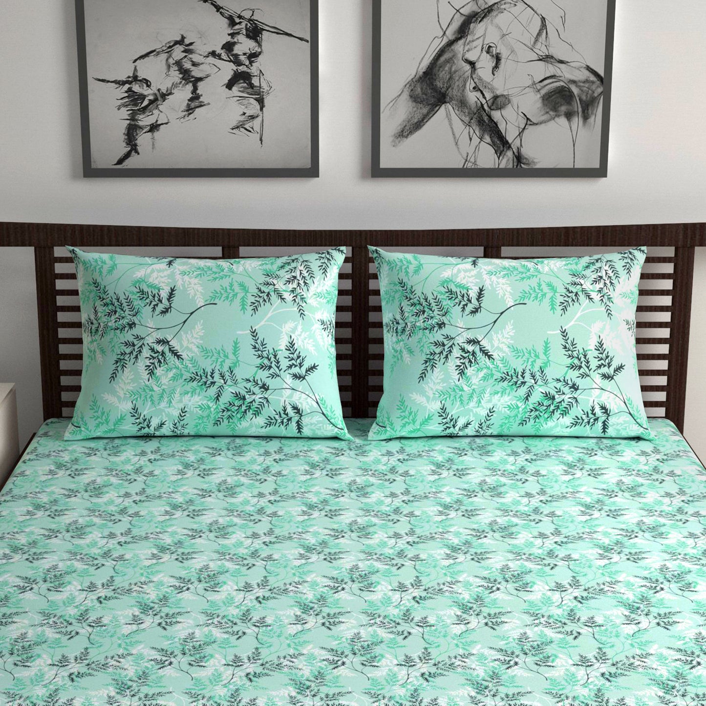 Lady Fern Floral Combo Bedsheet for Single and Double Bed