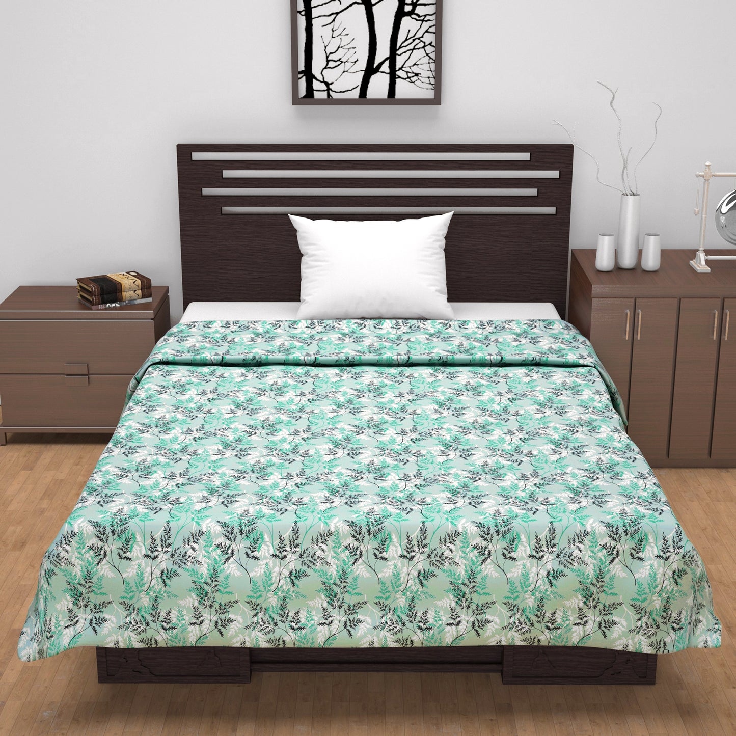Aqua Mist Floral Single Bed Dohar – 120 GSM Cotton
