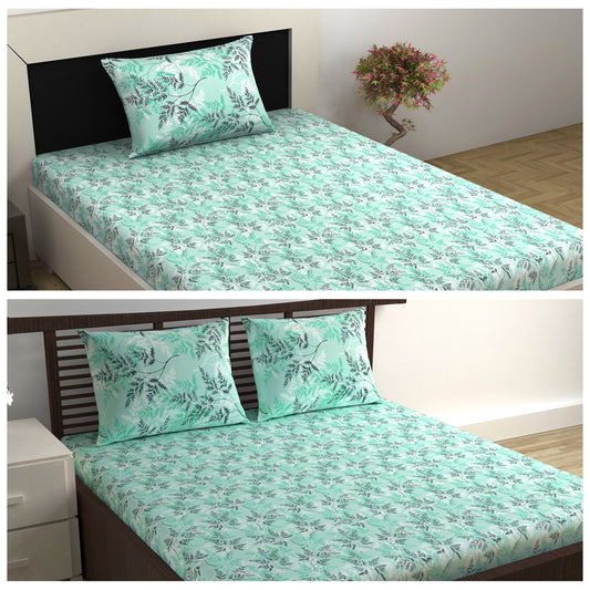 Lady Fern Floral Combo Bedsheet for Single and Double Bed