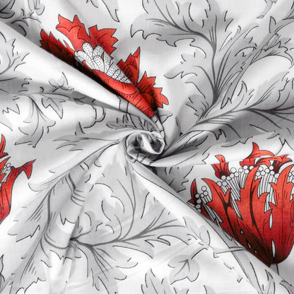 Tulip Floral Grey and Red All Season AC Dohar for Single Bed
