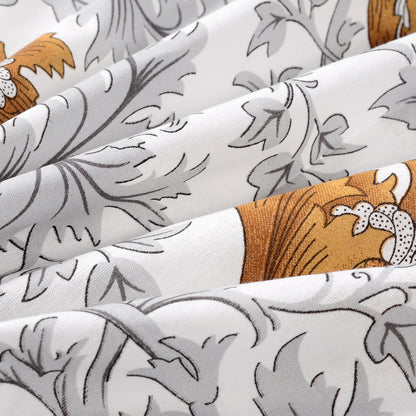 Tulip Floral Grey and Brown Bedsheet for Single Bed - 100% Cotton