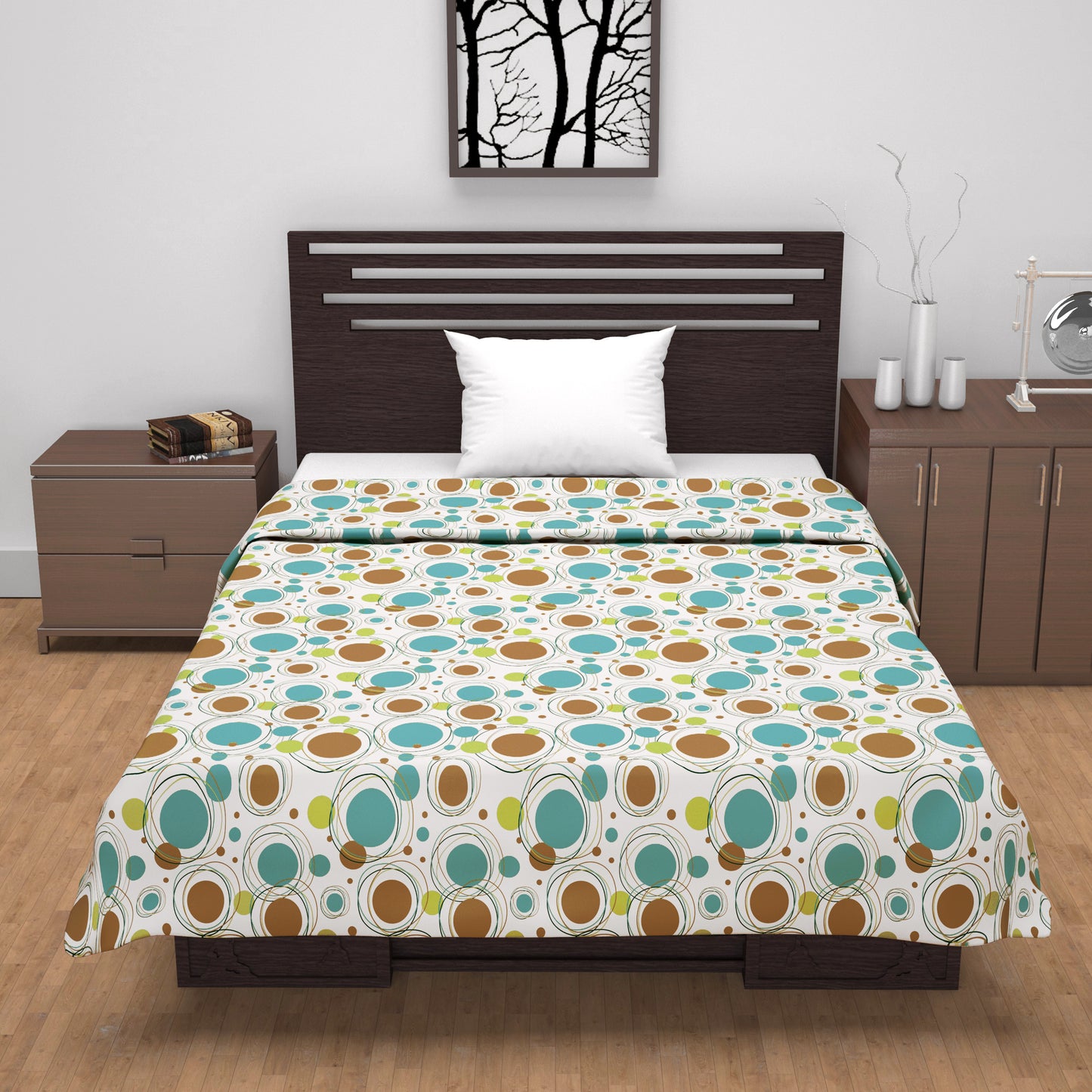 Doodle Round Multicolor All Season AC Dohar for Single Bed