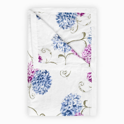 Blue Pink Floral Pure Cotton Lightweight Dohar For Double Bed