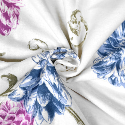 Blue Pink Floral Pure Cotton Lightweight Dohar For Double Bed