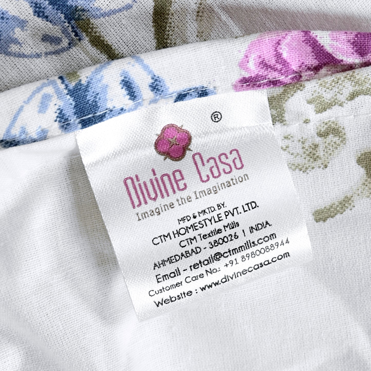 Blue Pink Floral 144 TC Cotton Single Bedsheet