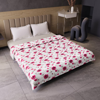 Pink Floral Pure Cotton Lightweight Dohar For Double Bed