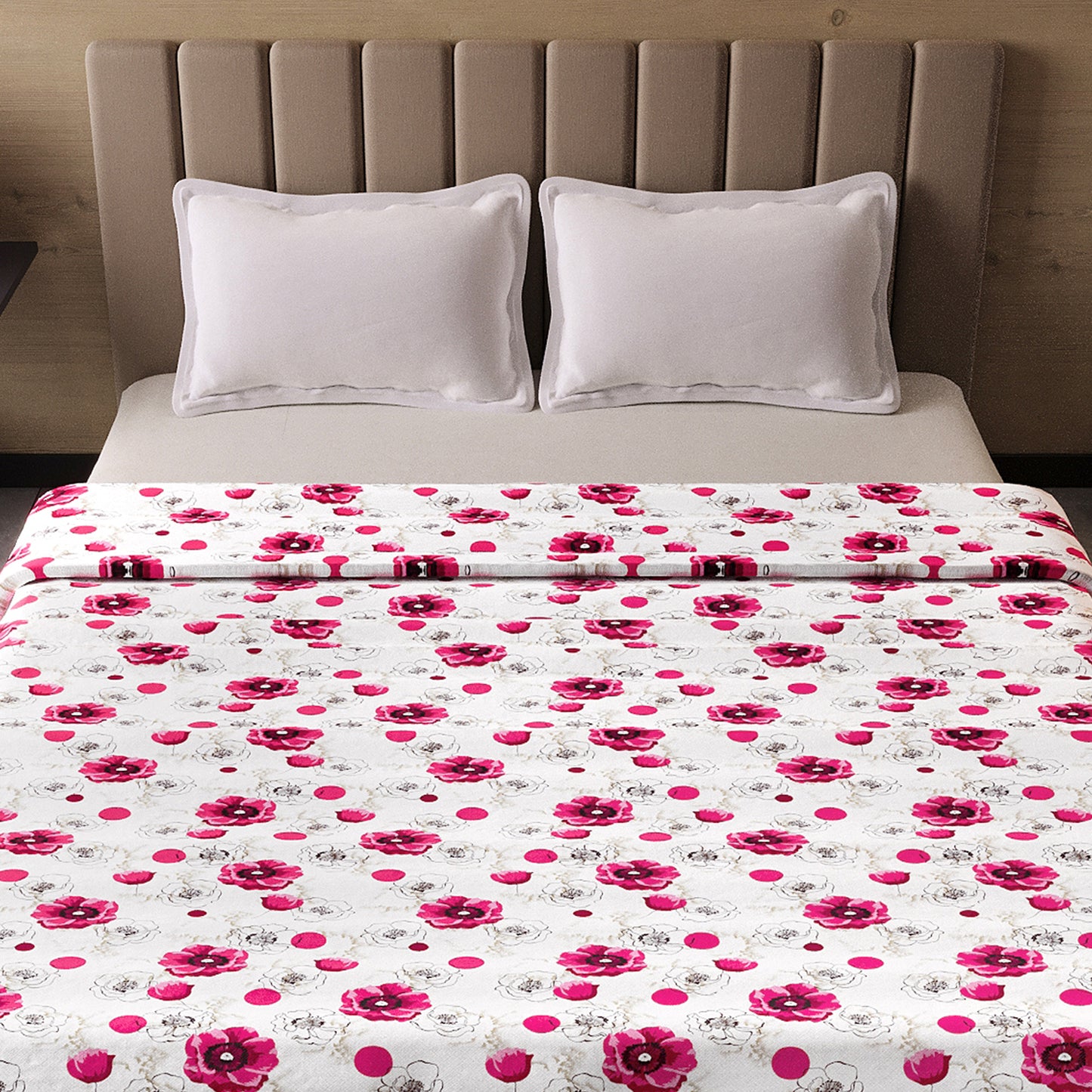 Pink Floral Pure Cotton Lightweight Dohar For Double Bed