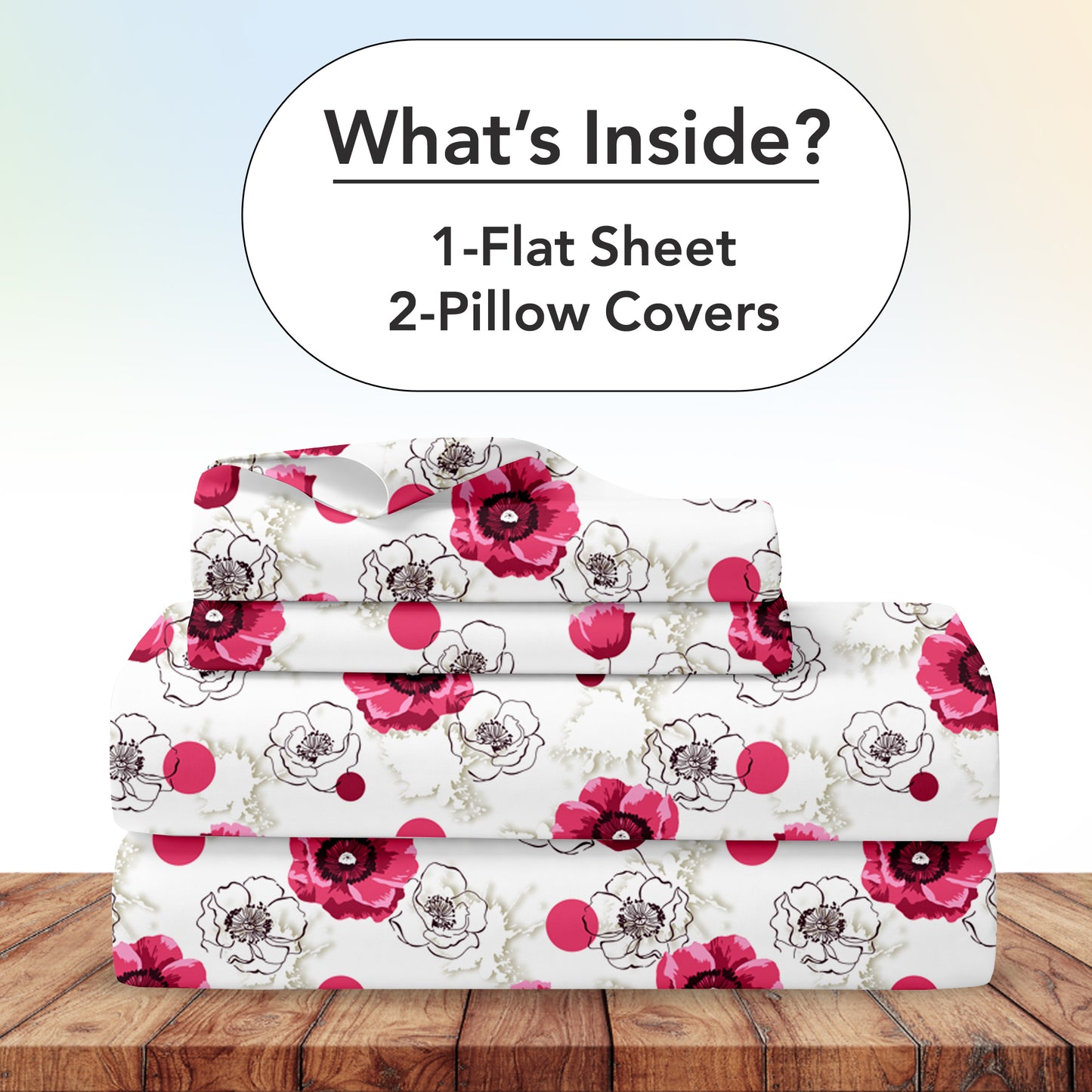 Pink Floral Cotton King Bedsheet