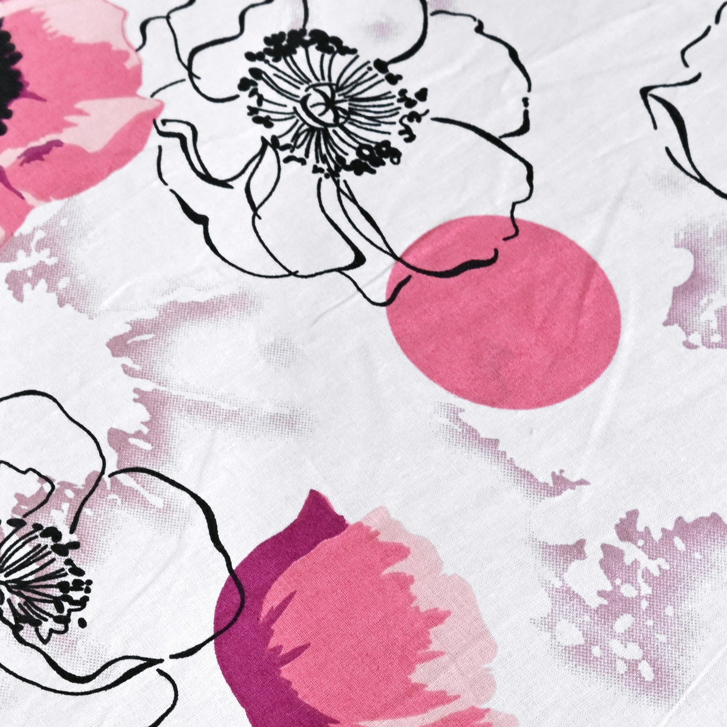 Pink Floral Cotton King Bedsheet