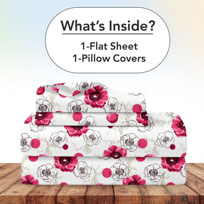 Pink Floral Single Cotton Bedsheet