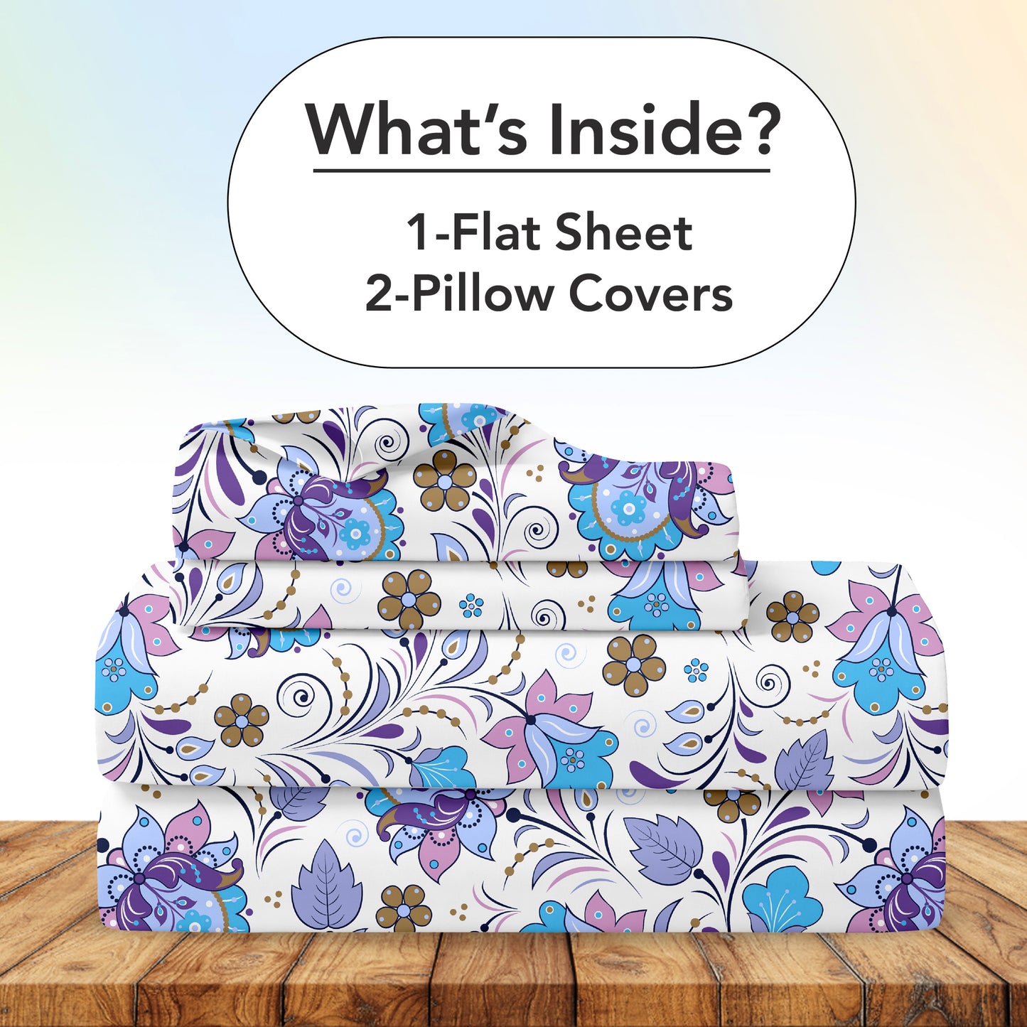 Purple Floral Double Cotton Bedsheet