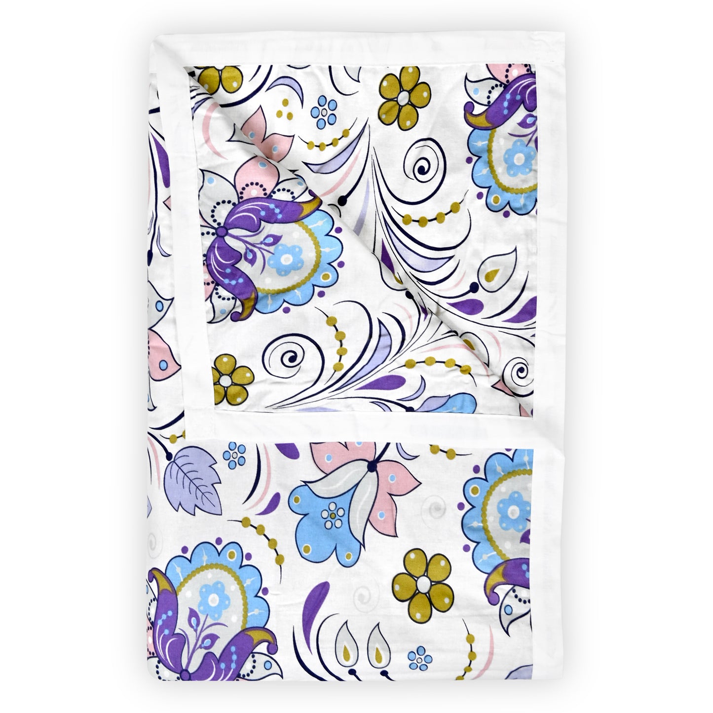 Purple Blue Floral Pure Cotton Lightweight Dohar For Single Bed
