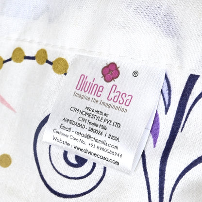 Purple Blue Floral Pure Cotton Lightweight Dohar For Single Bed