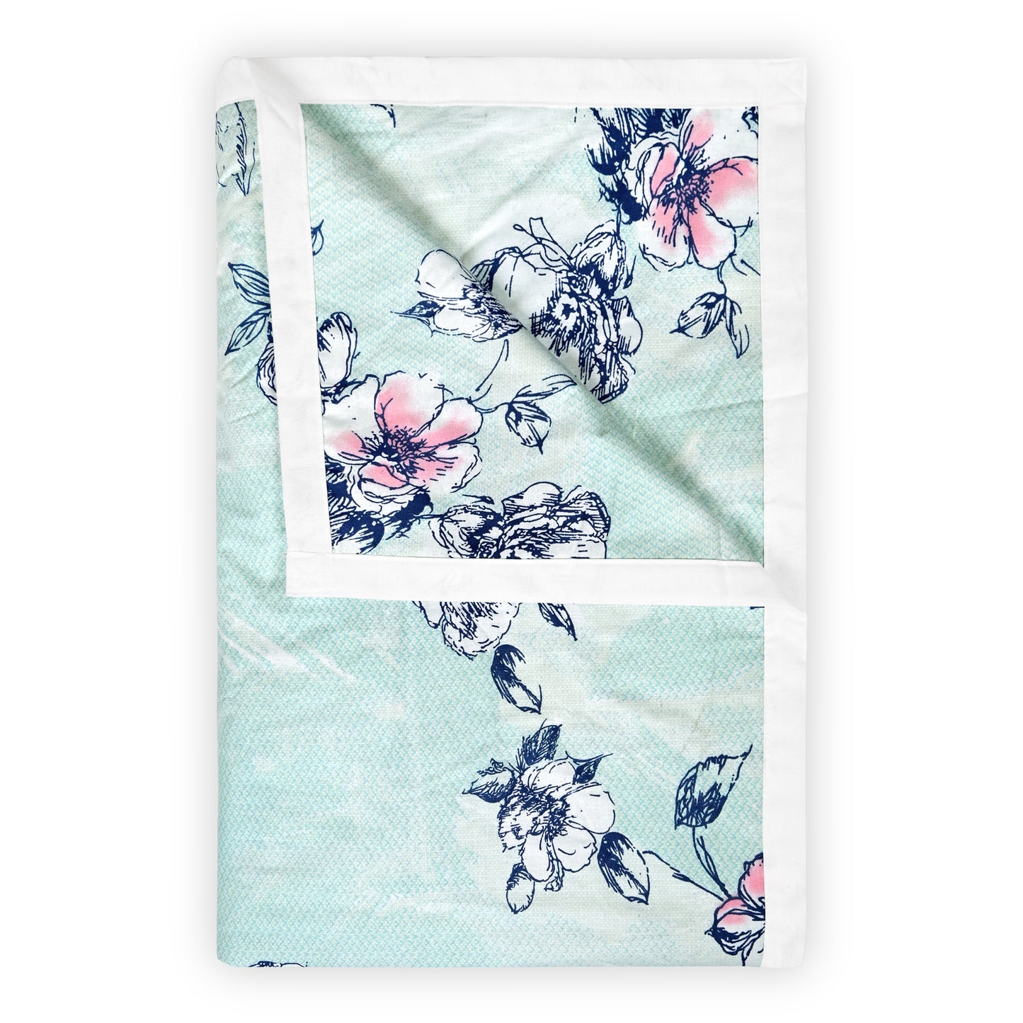 Mint Green Floral Pure Cotton Lightweight Dohar For Double Bed