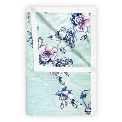 Mint Green Floral Pure Cotton Lightweight Dohar For Double Bed