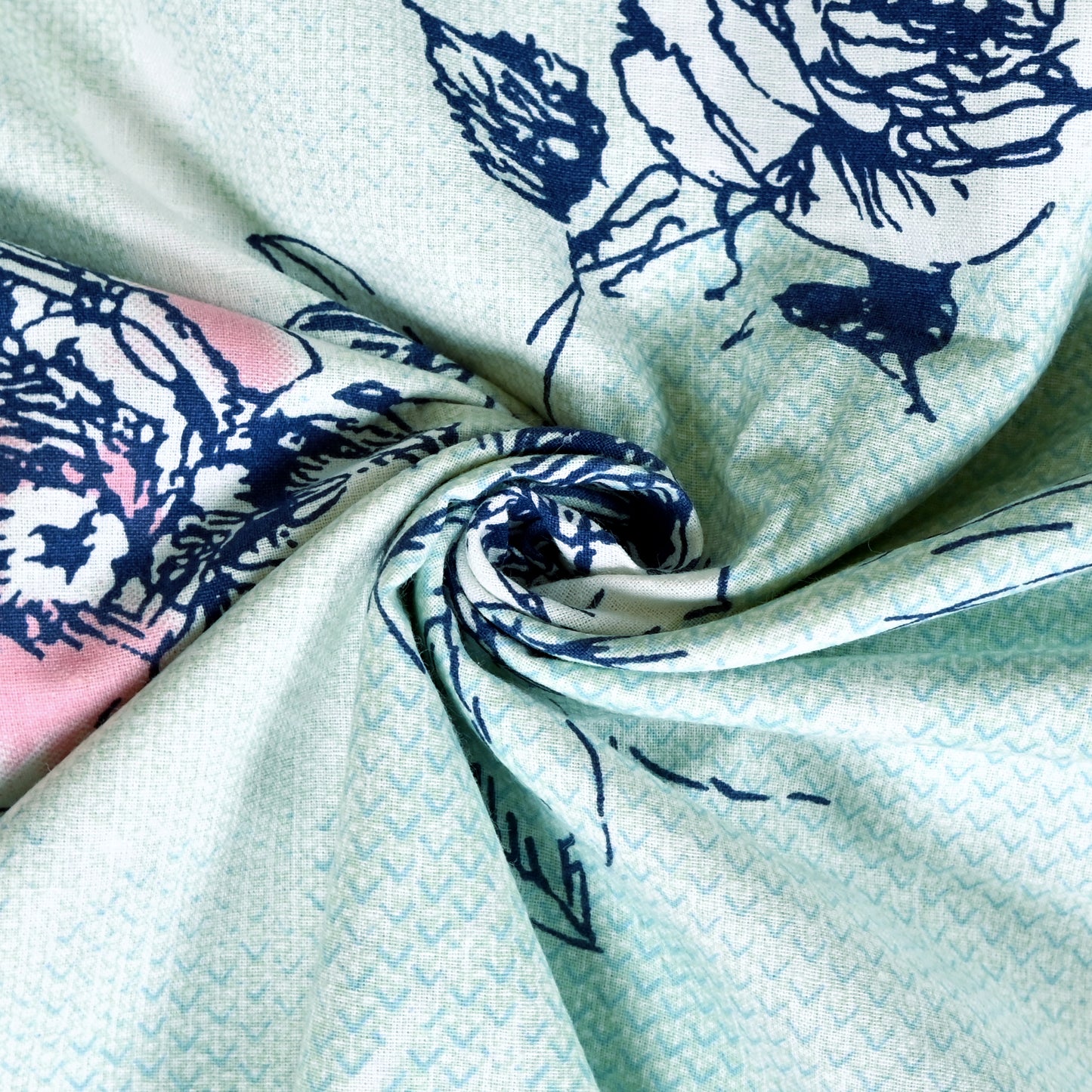 Mint Green Floral Pure Cotton Lightweight Dohar For Double Bed