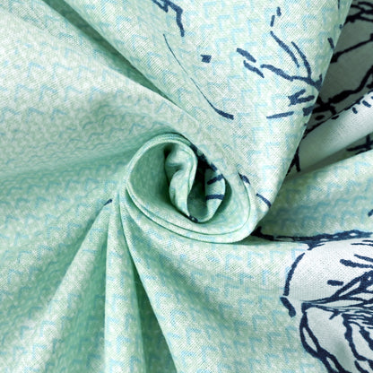 Mint Green Floral 144 TC Cotton King Bedsheet