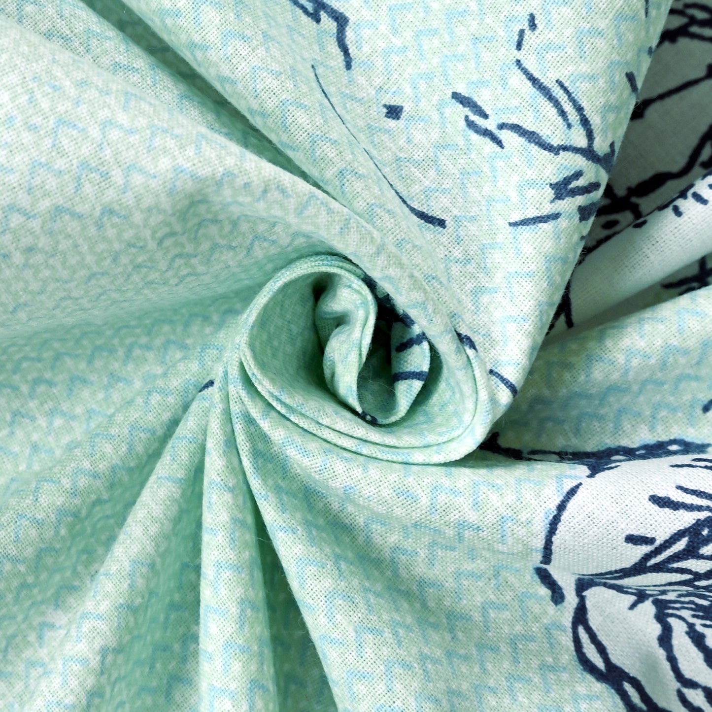 Mint Green Floral 144 TC Cotton Single Bedsheet
