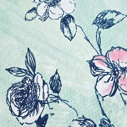 Mint Green Floral 144 TC Cotton Single Bedsheet