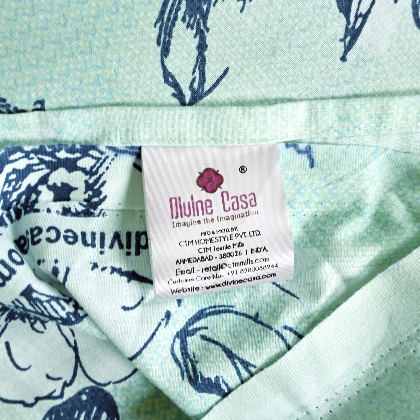 Mint Green Floral 144 TC Cotton Single Bedsheet