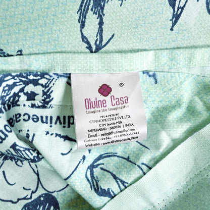 Mint Green Floral 144 TC Cotton Single Bedsheet