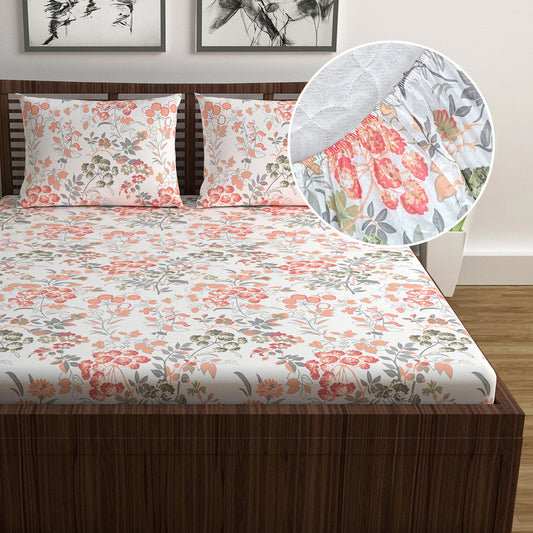Vintage Floral Elastic Fitted Double Bed Bedsheet