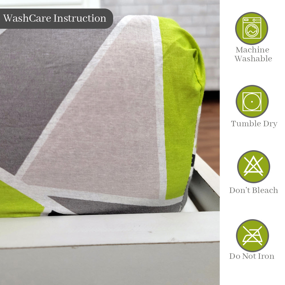 Lime Grey Triangle Elastic Fitted Double Bed Bedsheet