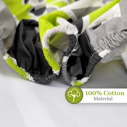 Lime Grey Triangle Elastic Fitted Double Bed Bedsheet