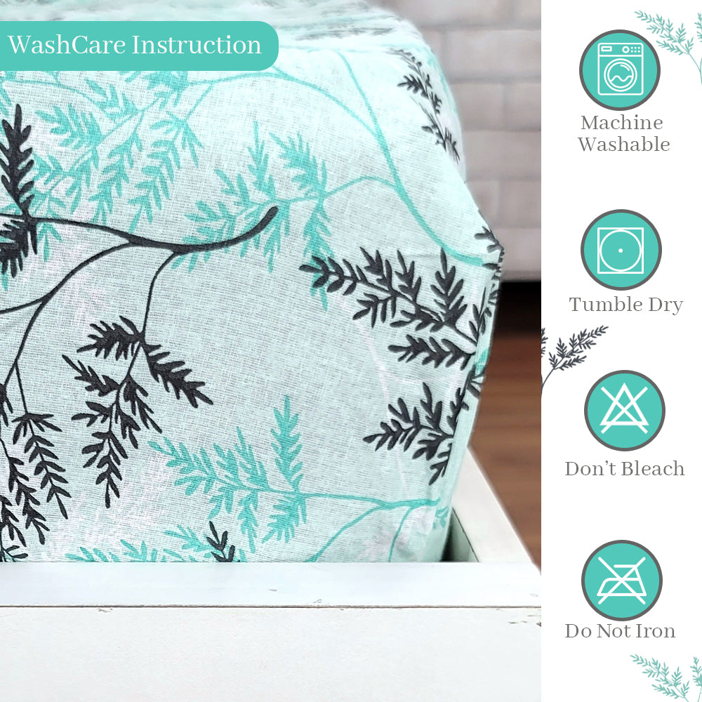 Aqua Mist Floral Elastic Fitted Double Bed Bedsheet