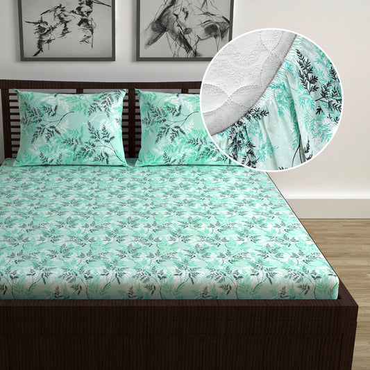 Lady Fern Floral Elastic Fitted Double Bed Bedsheet