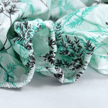 Aqua Mist Floral 144 TC Cotton King Fitted Bedsheet With 2 Pillowcovers