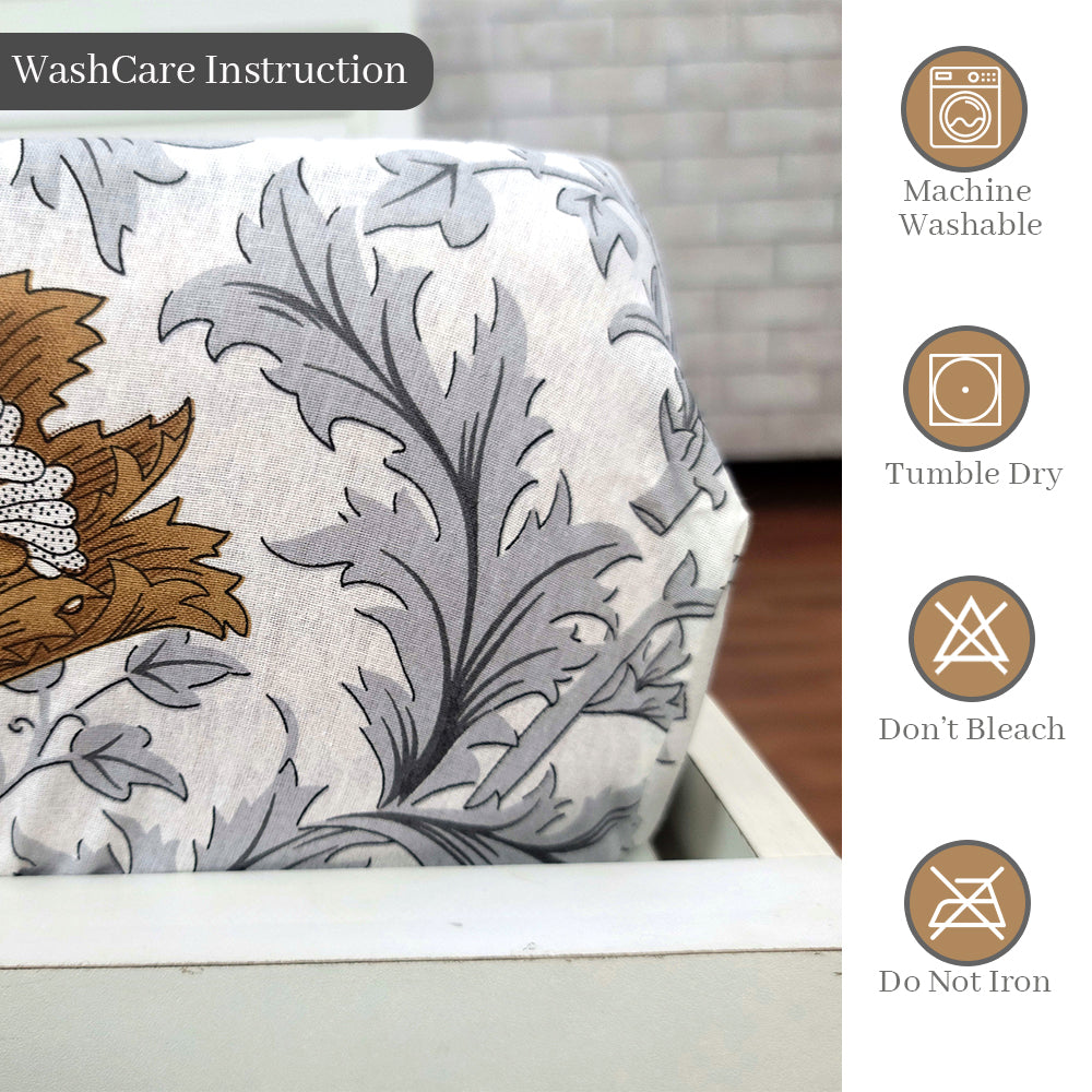 Tulip Floral Grey and Brown Elastic Fitted Bedsheet For Single Bed