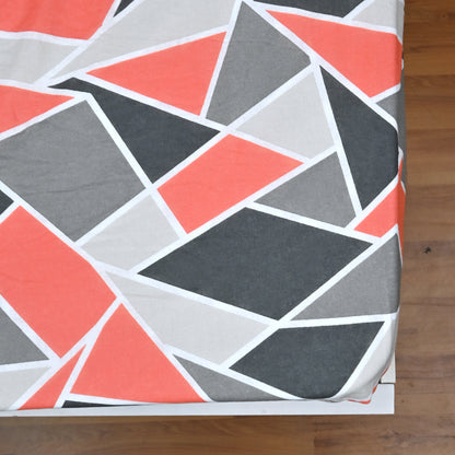 Triangle Red and Grey Print Single Fitted Bedsheet