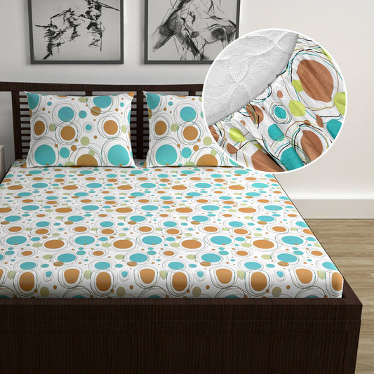 Doodle Round Elastic Fitted Double Bed Bedsheet