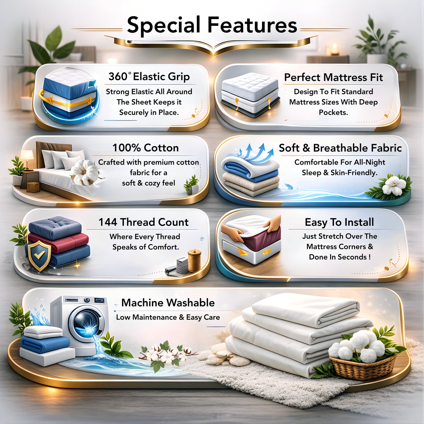 Pink Blossom Floral Cotton Elastic Fitted King Bedsheet