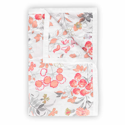 Cream Multicolor 144 TC 100% Cotton Floral Double Bed AC Blanket Dohar for All Season