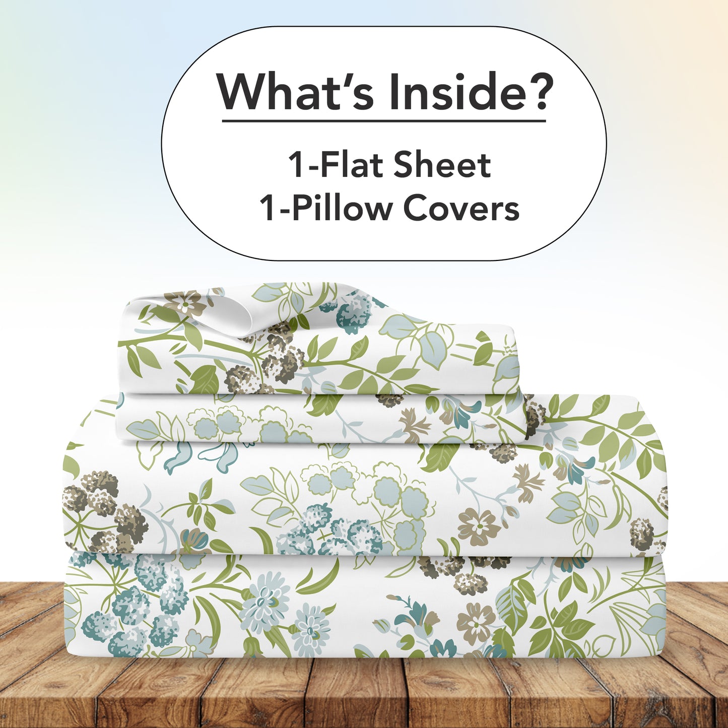 Vintage Floral 100% Cotton Bedsheet for Single Bed - Green