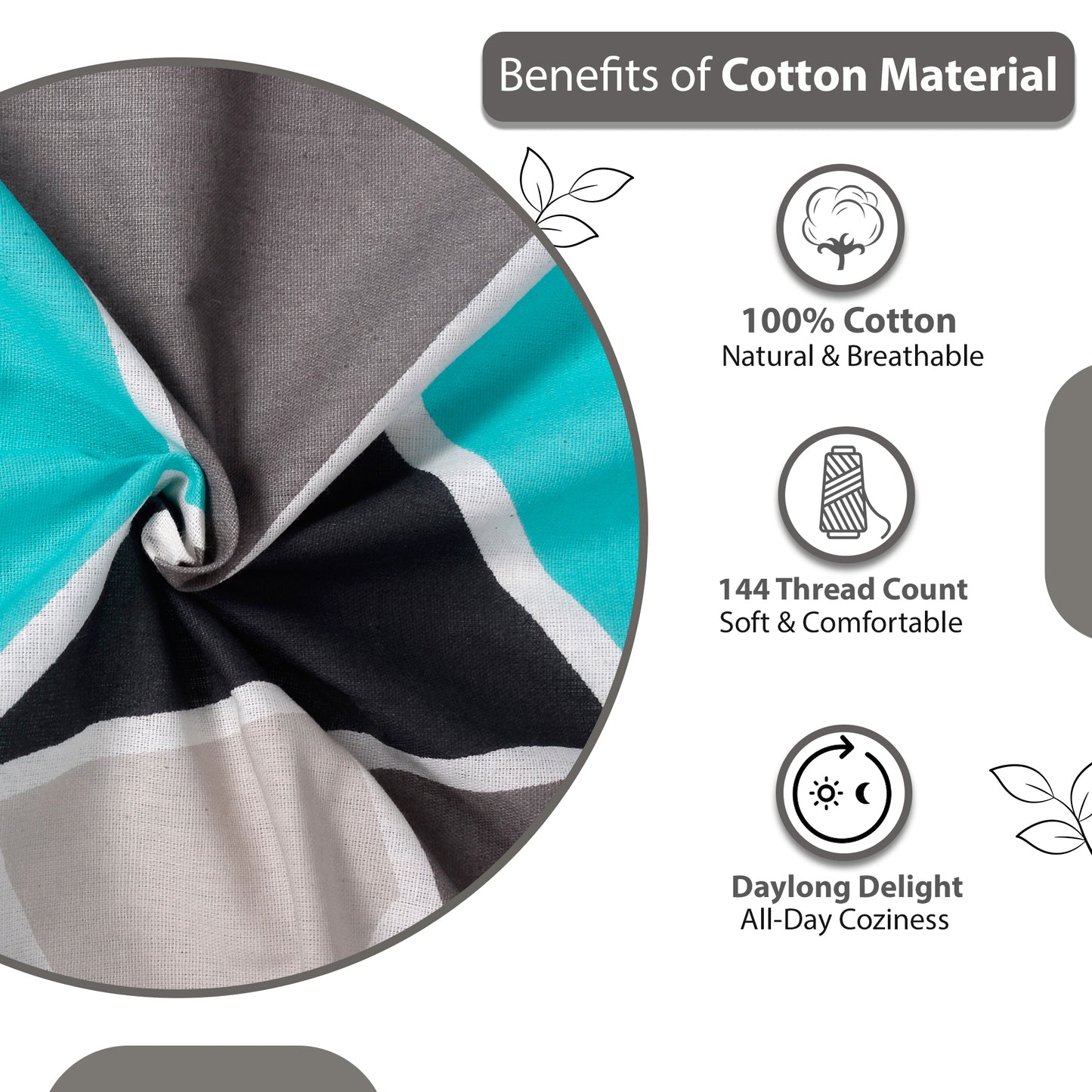 Triangle Blue and Grey Single Bed Bedsheet - 100% Cotton