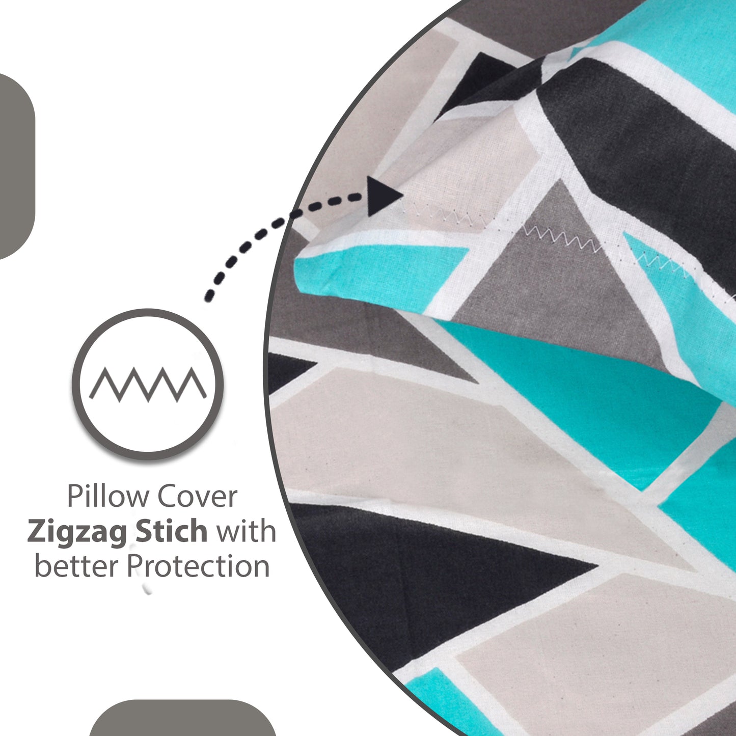 Triangle Blue and Grey Single Bed Bedsheet - 100% Cotton